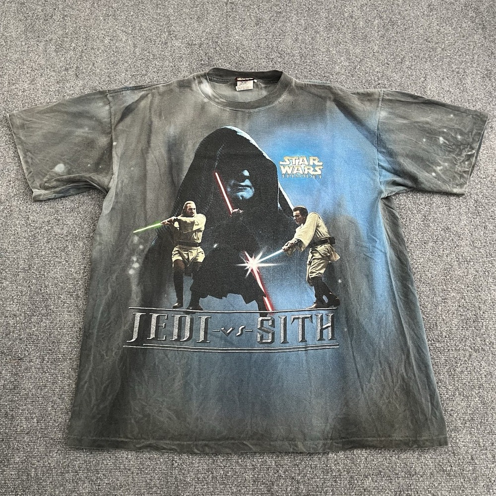 VTG Star Wars Episode 1 Jedi Vs‎ Sith Tie Dye T-Shirt Size Large Movie Promo 90s